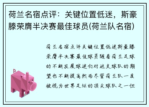 荷兰名宿点评：关键位置低迷，斯豪滕荣膺半决赛最佳球员(荷兰队名宿)